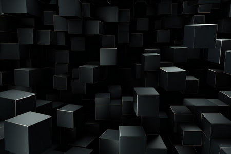 Abstract black cubes background,の素材