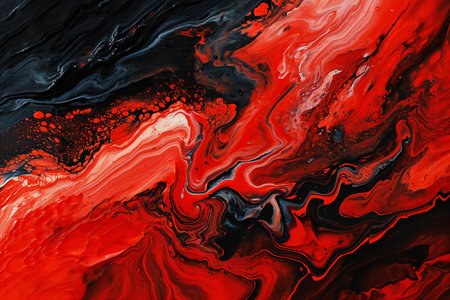 Abstract background of acrylic paint in red, black and white tones.の素材