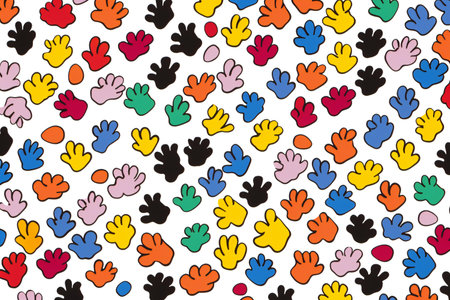 Colorful paw prints seamless pattern.の素材