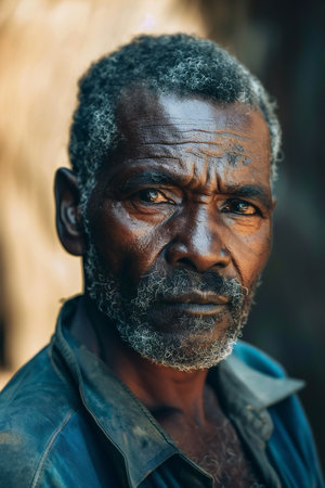 Portrait of an old African man with a beard and mustache.の素材