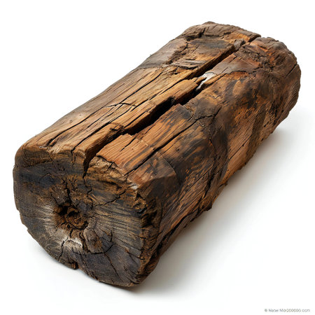 wooden log isolated on white backgroundの素材