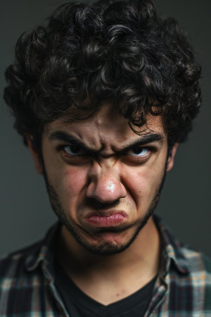 Portrait of a young man with a sad look on his faceの素材
