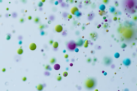 Abstract background with colorful spheres.の素材