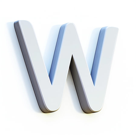 Letter W on a white background.の素材