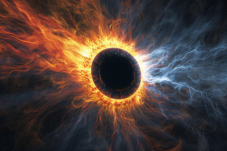 Solar eclipse in space. Sun eclipse. Solar eclipse in space.の素材