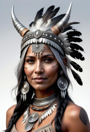 illustration of a beautiful Indian woman in a tribal costume.の素材