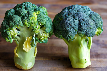 Broccoli on a wooden background. Healthy food. Vegetarianism.の素材