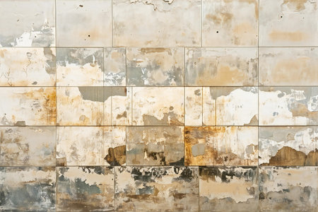 Old weathered brick wall with peeling paint. Abstract background.の素材