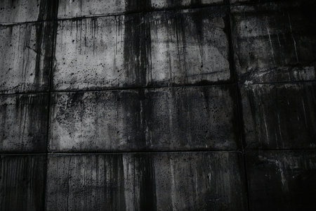 Black concrete wall texture background for design with copy space for text or image.の素材