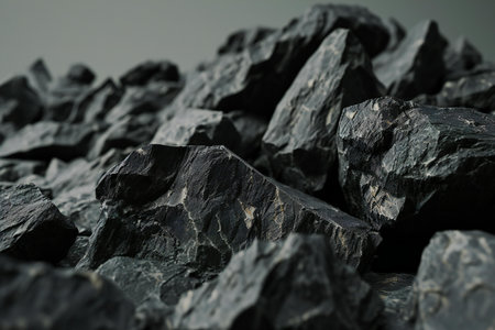 Pile of coal, close-up, selective focus, macroの素材