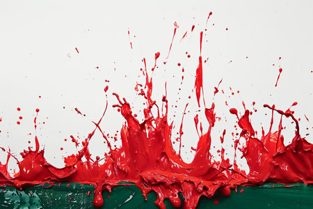 splashes of red and green paint on a white background,isolatedの素材