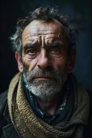 Portrait of an old man with a gray beard and mustache.の素材