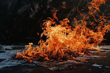 Flame of fire on a black background. Close-up.の素材