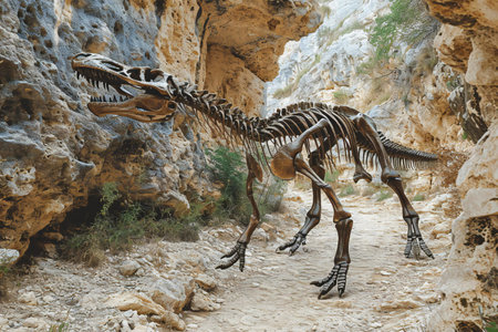 Dinosaur Skeleton in the cave of the island of Crete, Greeceの素材