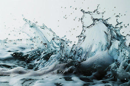 splashes of water on a white background. close-up.の素材