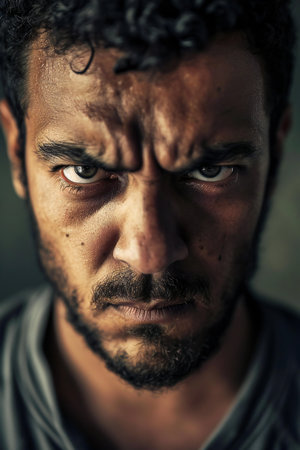 Portrait of a young man looking at the camera. Close-up.の素材