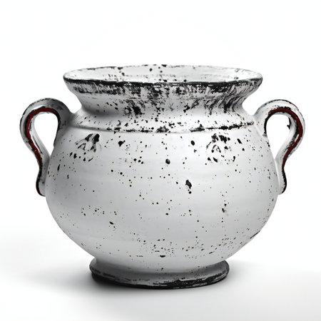 Old clay pot isolated on white background.の素材