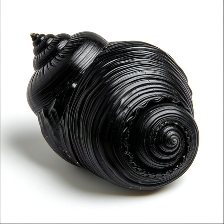 Black seashell isolated on white background.の素材