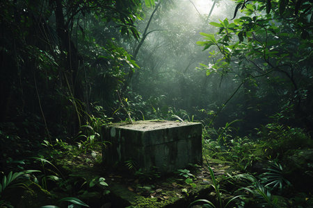 Old stone well in the rainforest of tropical rainforest, Indonesiaの素材