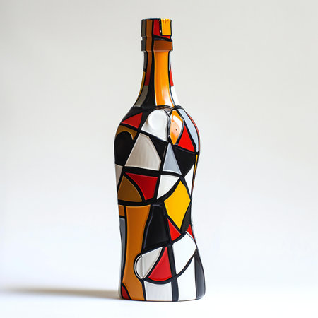 Stained glass bottle isolated on white background.の素材