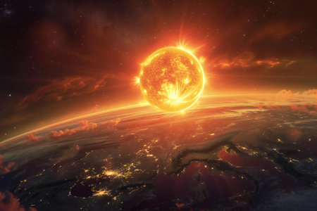 Sunrise over planet Earth.の素材