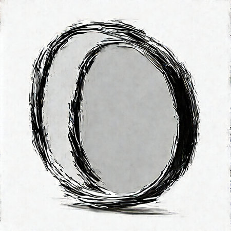 Letter O of the alphabet. Handwritten with a brush. Black and white.の素材