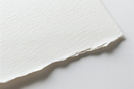 close up of piece of white paper on white background with copy spaceの素材