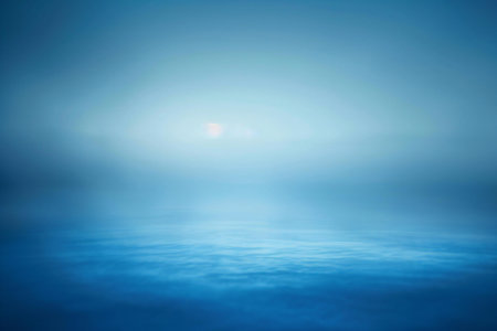 Sunset over the sea in blue tone. Abstract natural background.の素材