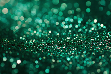 green glitter christmas abstract background. bokeh defocused lightsの素材