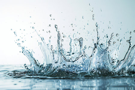 splashes of water on a white background, isolated, close-upの素材