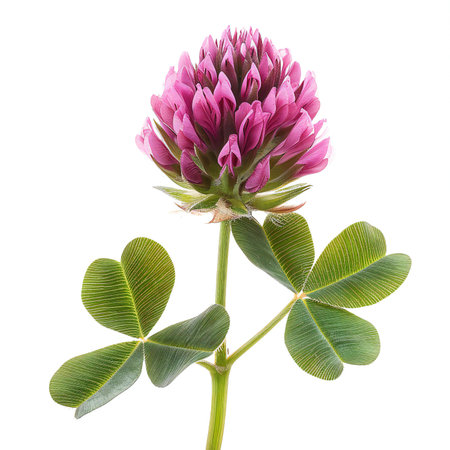 Clover flower with leaves isolated on white background.の素材