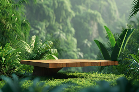 Wooden table in the garden.の素材