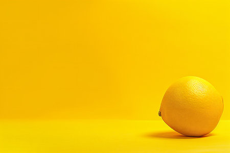 Lemon on a yellow background with copy space. Summer concept.の素材