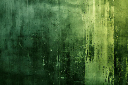 Grunge green wall with some damage on itbe used as backgroundの素材