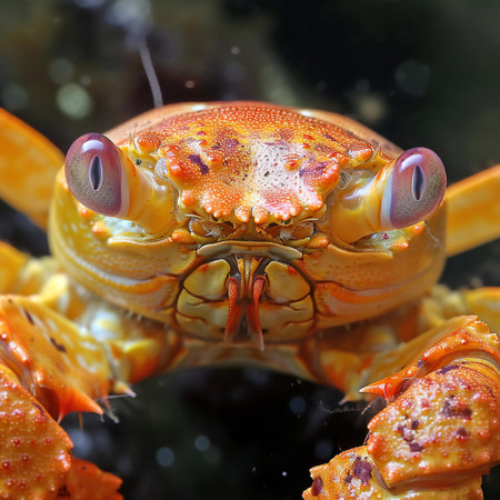 Closeup of a red swimming crab (Ceratophorus)の素材