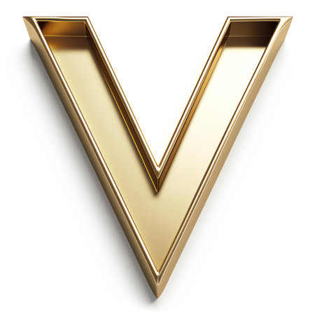 Letter v from gold solid alphabet set,の素材