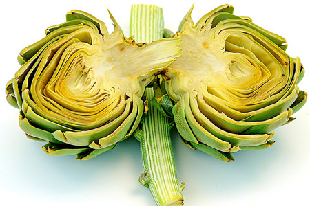 Fresh artichoke on white background. Isolated. Top view.の素材
