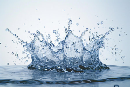 splashes of water on a white background. close-up.の素材