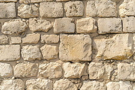 Background of stone wall texture. Close-up of decorative stone wall.の素材