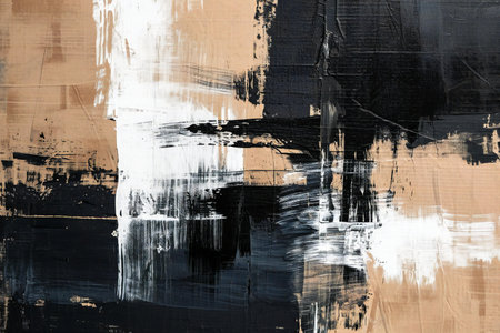 Grunge abstract background with black and white brushstrokes.の素材