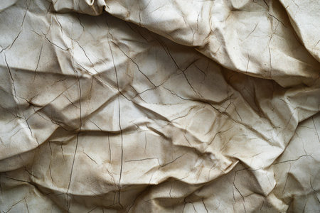 Crumpled paper background. Brown crumpled paper texture.の素材