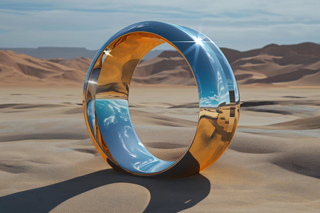 Golden ring in the desert.の素材
