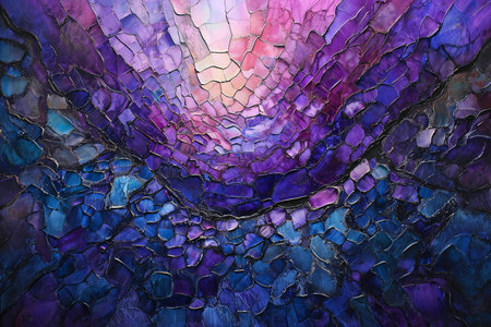 Colorful abstract background with cracks in the form of a stained glass windowの素材