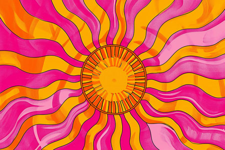 abstract background with a sun in a retro style,の素材