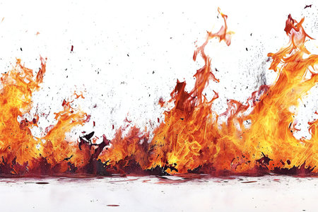 Fire flames isolated on white background. illustration. Design elementの素材
