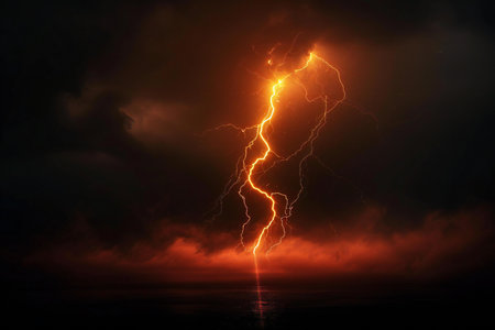 Lightning in the night sky. Thunderstorm.の素材