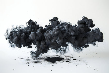 black smoke isolated on white background,abstract black smoke on white backgroundの素材