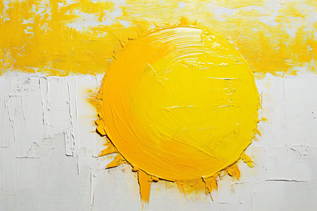 yellow oil paint on a white canvas close-up, abstract backgroundの素材
