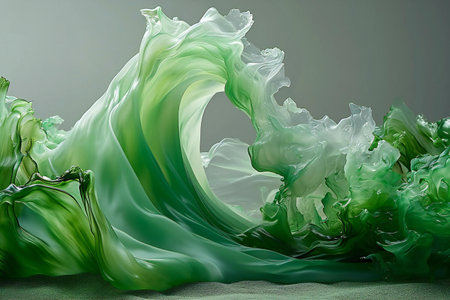 Abstract background with green flowing liquid.の素材