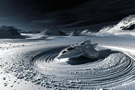 Fantasy alien planet. Mountain. illustration. Moon surface.の素材